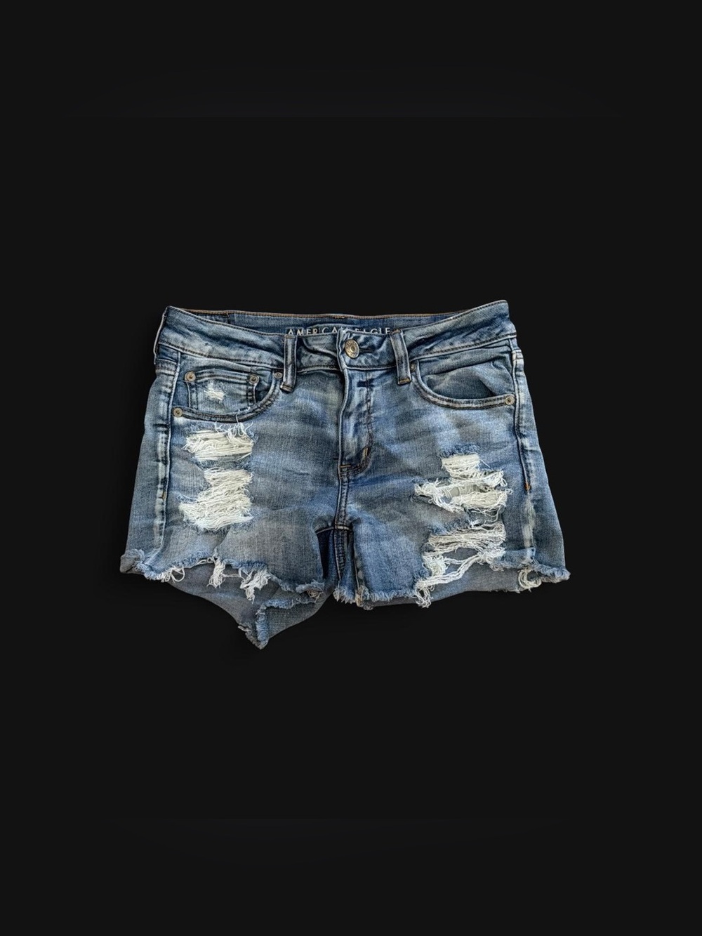 American Eagle Outfitters Light Blue Distressed Denim Shorts